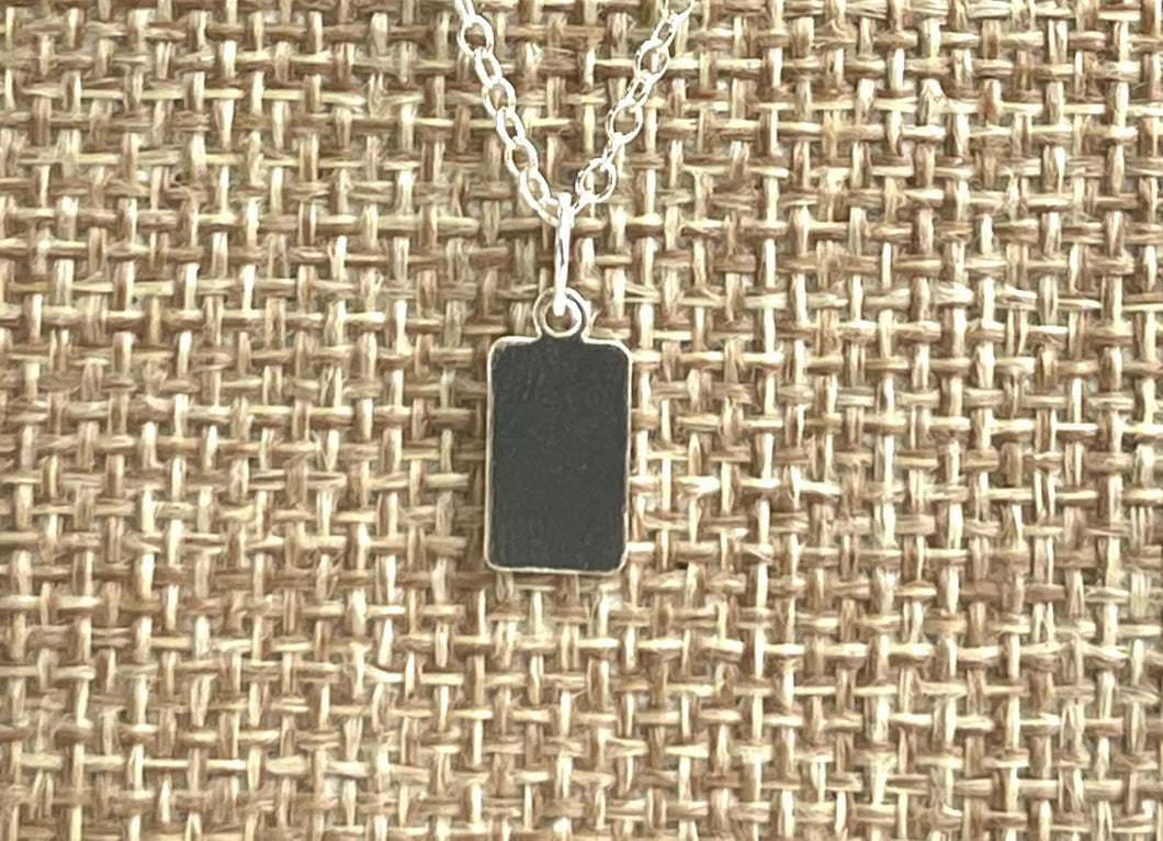 Sterling Silver Rectangle Charm w/ Ring, Sku#2377 C