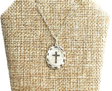 Sterling Silver Oval Cross Pendant, Sku#2644C
