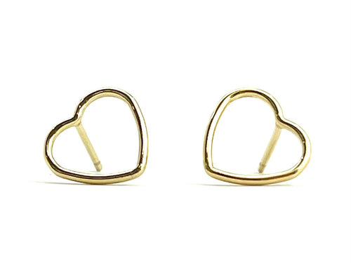 14KGF 10mm Heart Post Earrings, Sku#400H10P