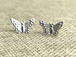 Sterling Silver Butterfly Studs, Sku#243-5