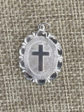 Sterling Silver Oval Cross Pendant, Sku#2644C