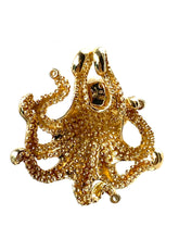Stunning Octopus 14K solid yellow gold  pendant with 1.56 ct Diamonds