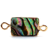 Rectangle double ring abalone mother of pearl charm, SKU# M767