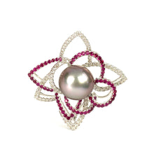 Glimmering 14K White Gold Pearl Pendant W/ Diamonds and Sapphires