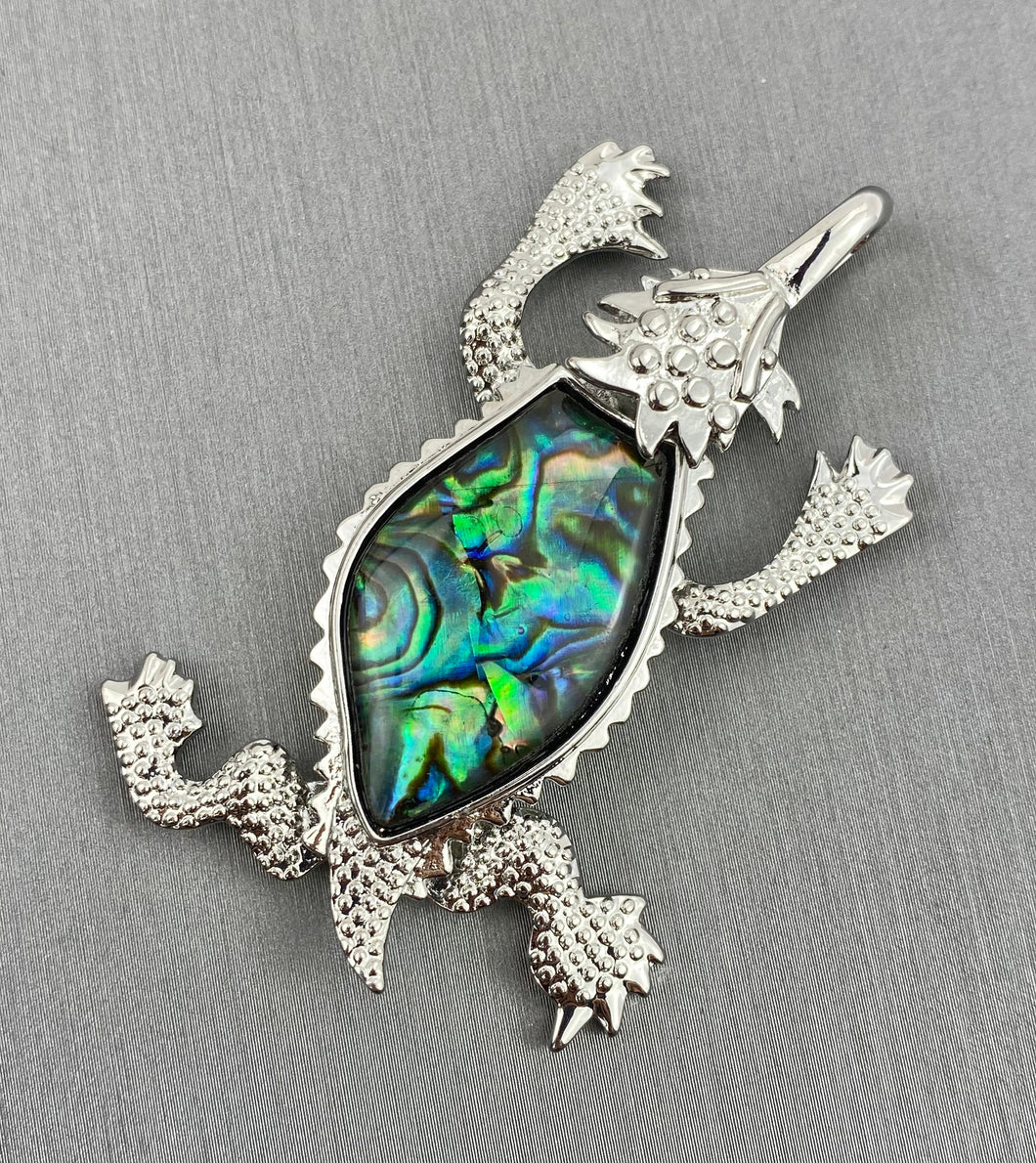 Sterling silver lizard abalone mother of pearl pendant, SKU# M928