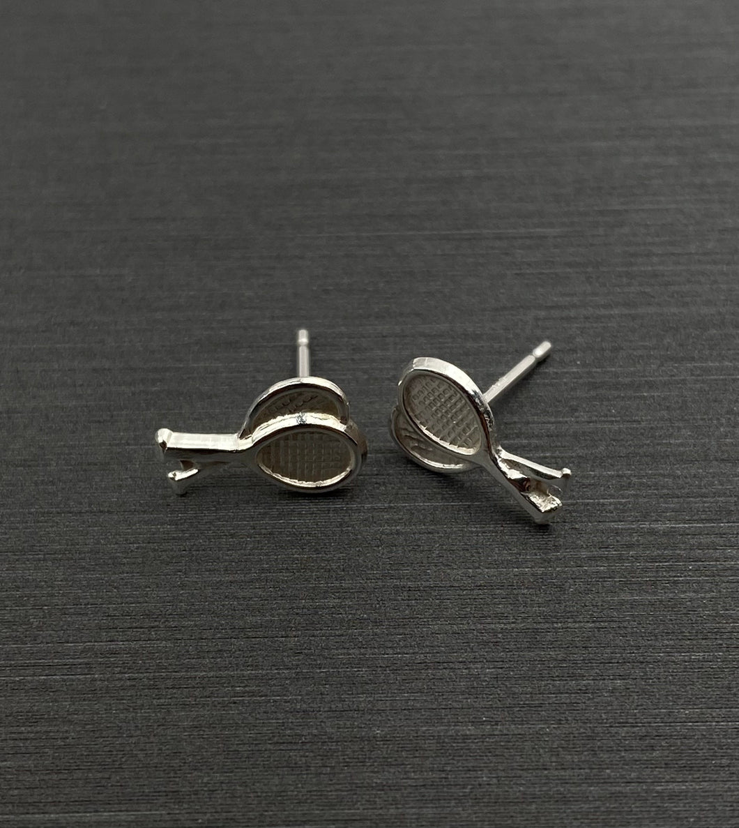 Tennis racket sterling silver earring studs, SKU#767-5