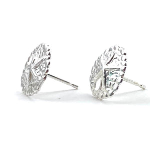 Sand dollar sterling silver earring studs, SKU#891-5
