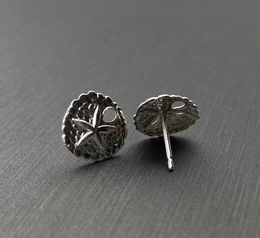 Sand dollar sterling silver earring studs, SKU#891-5