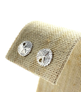 Sand dollar sterling silver earring studs, SKU#891-5