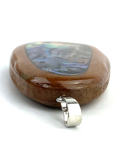 Wood / abalone mother of pearl pendant, SKU# M775