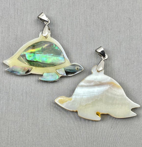 Turtle abalone mother of pearl pendant, SKU#M923
