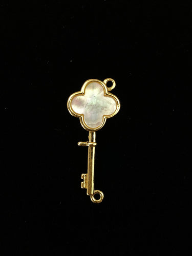 Gold Plated Mother of Pearl Key Charm