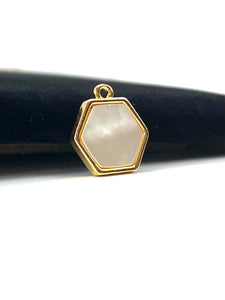 Mother of Pearl Hexagon Gold Plated Charm