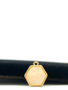 Mother of Pearl Hexagon Gold Plated Charm