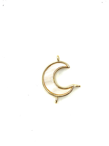 Gorgeous Gold Plated Mother of Pearl Moon Crest Charm