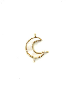 Gorgeous Gold Plated Mother of Pearl Moon Crest Charm