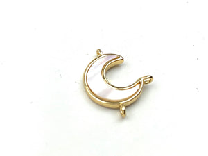 Gorgeous Gold Plated Mother of Pearl Moon Crest Charm