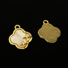 Stunning Gold Plated Quatrefoil Mother Of Pearl Charm