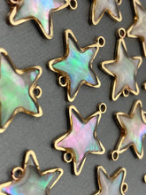 14KGF star abalone mother of pearl double ring charm, SKU# M1061