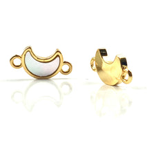 Crescent moon 14KGF double ring abalone mother of pearl charm, SKU#M1048