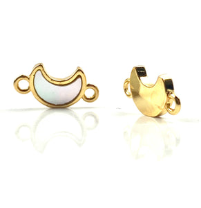 Crescent moon 14KGF double ring abalone mother of pearl charm, SKU#M1048