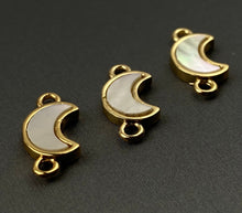 Crescent moon 14KGF double ring abalone mother of pearl charm, SKU#M1048