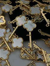 Gold Plated Mother of Pearl Key Charm