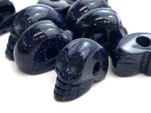 Skull Carved Blue Gold Stone Beads