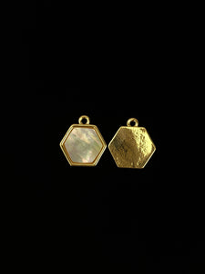 Mother of Pearl Hexagon Gold Plated Charm