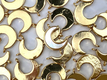 Gorgeous Gold Plated Mother of Pearl Moon Crest Charm