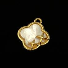Stunning Gold Plated Quatrefoil Mother Of Pearl Charm