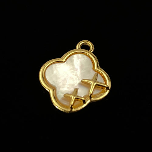 Stunning Gold Plated Quatrefoil Mother Of Pearl Charm