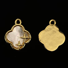 Stunning Gold Plated Quatrefoil Mother Of Pearl Charm