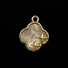 Stunning Gold Plated Quatrefoil Mother Of Pearl Charm