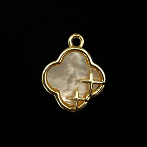Stunning Gold Plated Quatrefoil Mother Of Pearl Charm