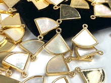 Gold Plated Sector Shaped Mother of Pearl Charm