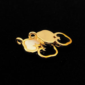 14KGF back to back heart abalone mother of pearl charm, SKU# M1052