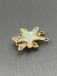 14KGF star abalone mother of pearl double ring charm, SKU# M1061