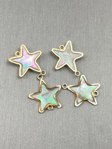 14KGF star abalone mother of pearl double ring charm, SKU# M1061