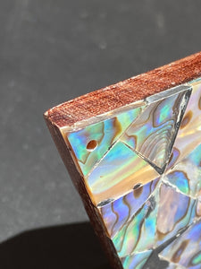 Diamond abalone mother of pearl with wood back, SKU#M789