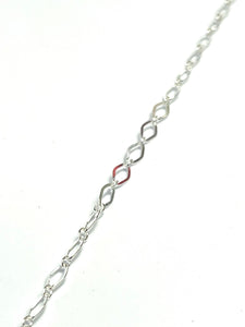 Sterling Silver S+L 1+1 Flat Long Link Diamond, Sku#SM1370F