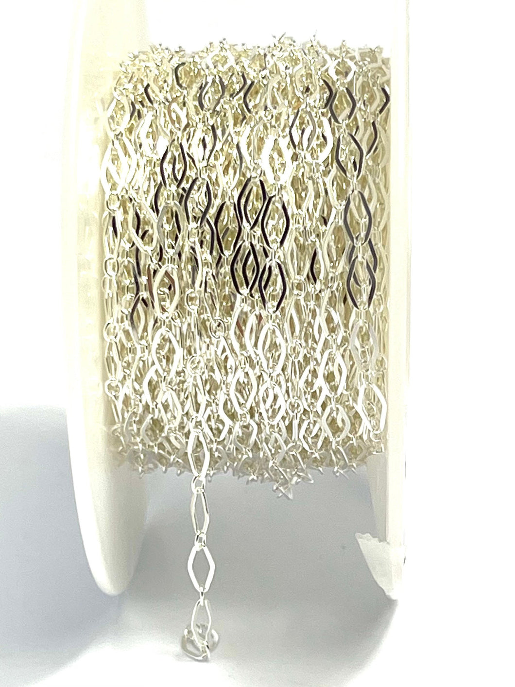 Sterling Silver S+L 1+1 Flat Long Link Diamond, Sku#SM1370F