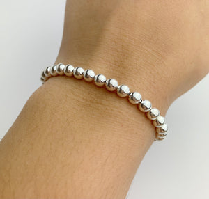 Sterling Silver Beaded Stretchy Bracelet