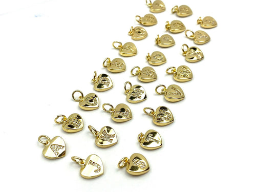 Gold Plated Letter/Initial Heart Charm, Sku#M1330