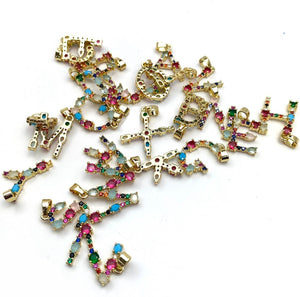 Gold Plated Letter With Rhinestones, Sku#M1295