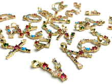 Gold Plated Letter With Rhinestones, Sku#M1295