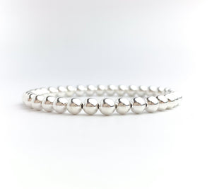 Sterling Silver Beaded Stretchy Bracelet