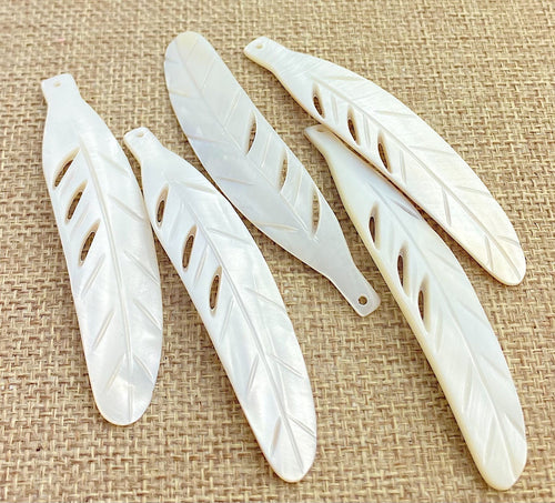 Mother of Pearl Feather Charm Sku#M123