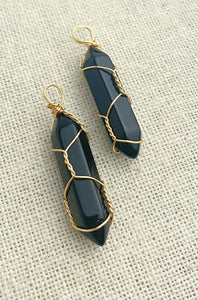 Wire Wrapped Onyx Pendant