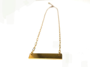 16” 14K Gold Filled Paperclip Chain Bar Necklace w/ 2” Extender, Sku#401890116LX